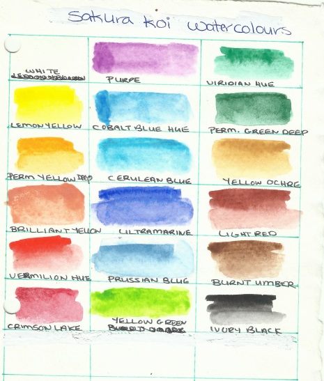Sakura Koi Watercolor 24 Color Chart